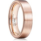 King Will Basic Gold/Rose Gold/Brown Plated Tungsten Wedding Band for Men/Women, 2mm/4mm/6mm/8mm/10mm/12mm Width Band Rings, Pipe Cut Matte Brushed Finish Cigar Band Ring Comfort Fit