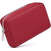 YONBEN Waterproof Makeup Bag Large Capacity Women's Classic Black Wash Bag Adjustable Partition Wash Bag Brush and Cosmetic Carrying Bag… (Burgundy Red)