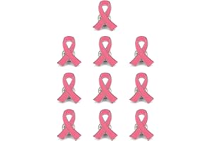 C CRYSTAL LEMON Pack of 10, Official Breast Cancer Awareness Pink Lapel Pin, Breast Cancer Gifts for Women by Crystal Lemon