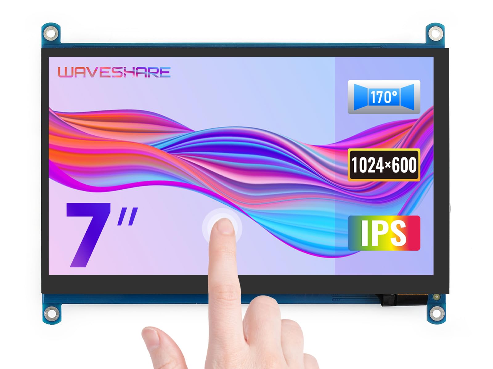 Waveshare 7inch Display for Raspberry Pi 4 Capacitive Touchscreen HDMI LCD 1024x600 Pixel IPS Monitor support All RPi/Jetson Nano/PC, Support Software Configurable Resolution (up to 1920x1080)