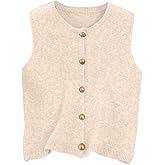 RoseSeek Women's Button Down Sweater Vest Sleeveless Crewneck Knit Outerwear Old Money Knitwear