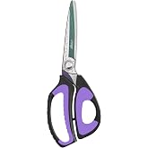 LIVINGO 10" Heavy Duty Multipurpose Shears for Shop &amp; Garden (Black/Purple) | Forged Stainless Steel With Titanium Coating Cuts Fabric, Cardboard, Pruning Branches, Household Materials, Rust-resistant