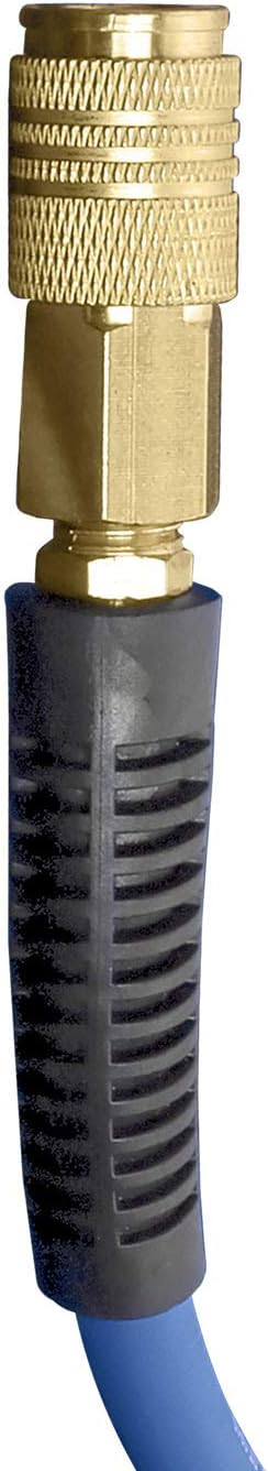 Estwing E1450PVCR 1/4" x 50' PVC / Rubber Hybrid Air Hose with Fittings Lightweight Kink-Resistant Compressed Air Hose with Solid Brass Couplings, Blue and Yellow - - 