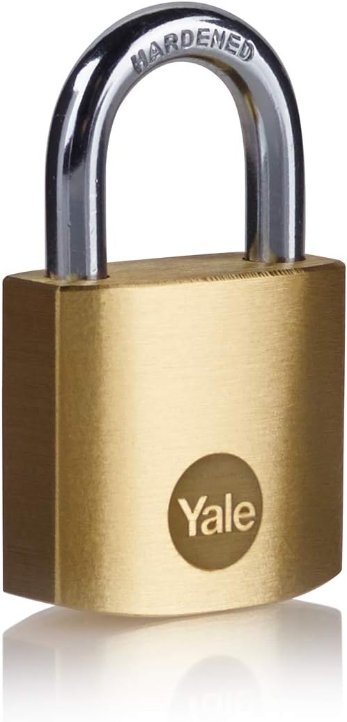 Yale - Y110B/30/115/1 Standard Security 30mm Brass Padlock - Open Hardened Steel Shackle - 3 Keys, Gold, 30 mm