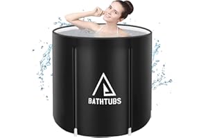 STARBRILLIANT Portable Foldable Bathtub, Collapsible Adult Travel Bath Tub for Camping, Home & Spa, Space-Saving Storage, Durable PVC Material (Black, 27inch)