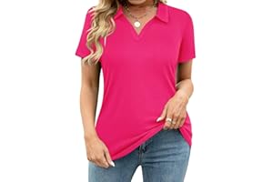 TIYOMI Plus Size Collared Polo Shirts Summer Short Sleeve V Neck Business Tops for Women XL-5XL