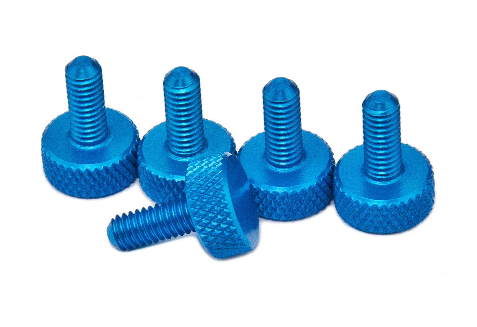 PrecisionGeek® M6 × 10 mm Thumb Screws – Blue Anodised Aluminium – Knurled Head – Lightweight Hand Tightening Screws for Electronics, PC Builds, Enclosures & DIY Projects – Set of 5