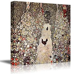 Garden Path with Chickens byGustav Klimt - Austrian Symbolist Painter - Canvas Art Home Art - 16x16 inches