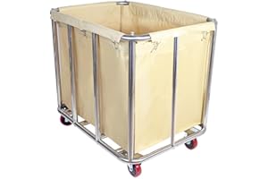 LORQING Laundry Cart for Commercial/Home,12 Bushels Heavy Duty Large Stainless Steel Rolling Laundry Basket with Wheels，for Laundry/Toys/Sundries Organizer and Storage,286LBS Load