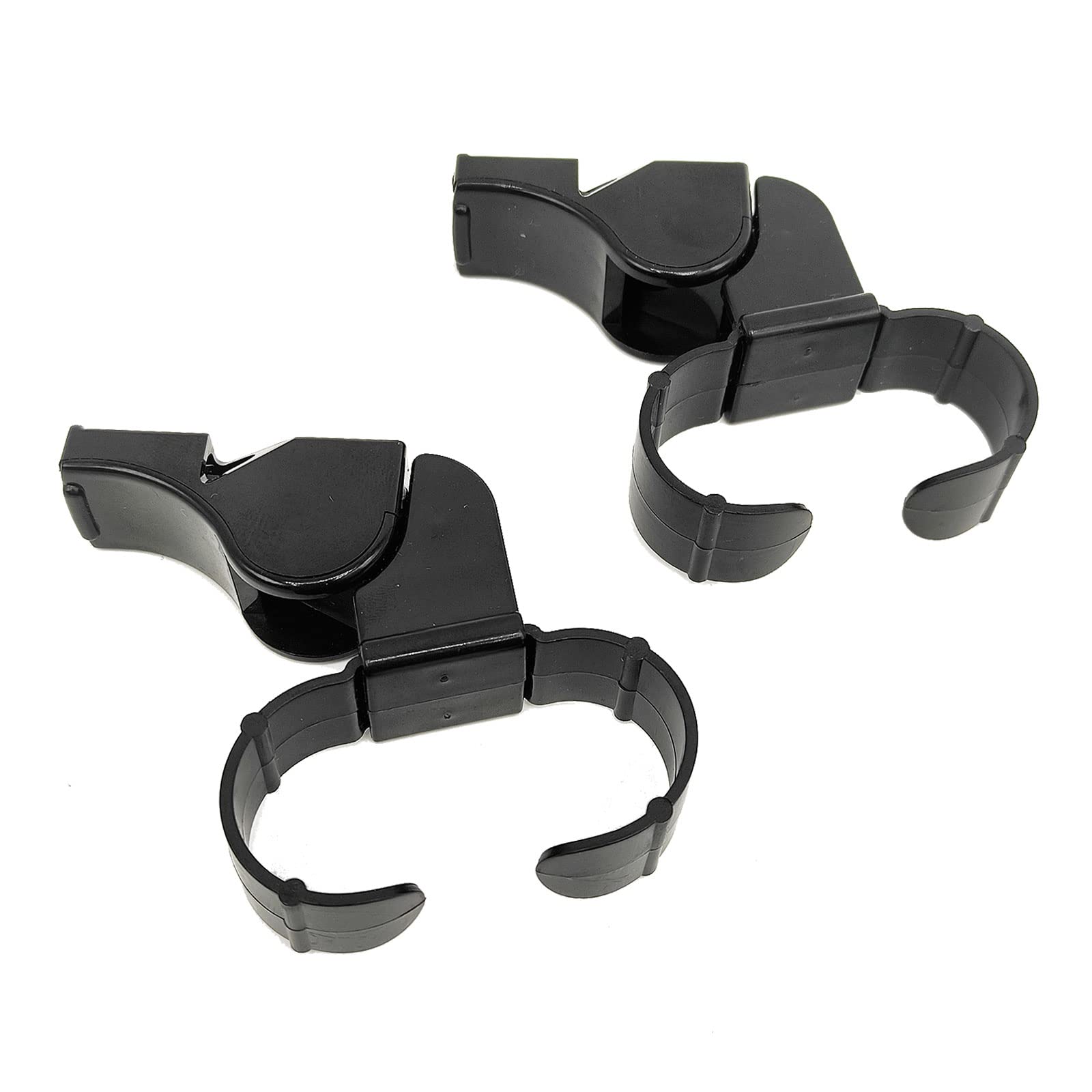 TSHAOUN 2 PCS Handheld Whistle Finger Grip Whistle, Reusable Referee Whistle, Referee Whistle Black Plastic Finger Grip, Plastic Sports Whistles, Loud Crisp Sound Whistle (2 BLACK)