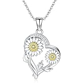 ZBA Natural Diamond Flower Necklace for Her I Love You Forever, 18k Gold Plated S925 Sterling Silver Fine Jewelry 20inches (F-G,I1-I2)