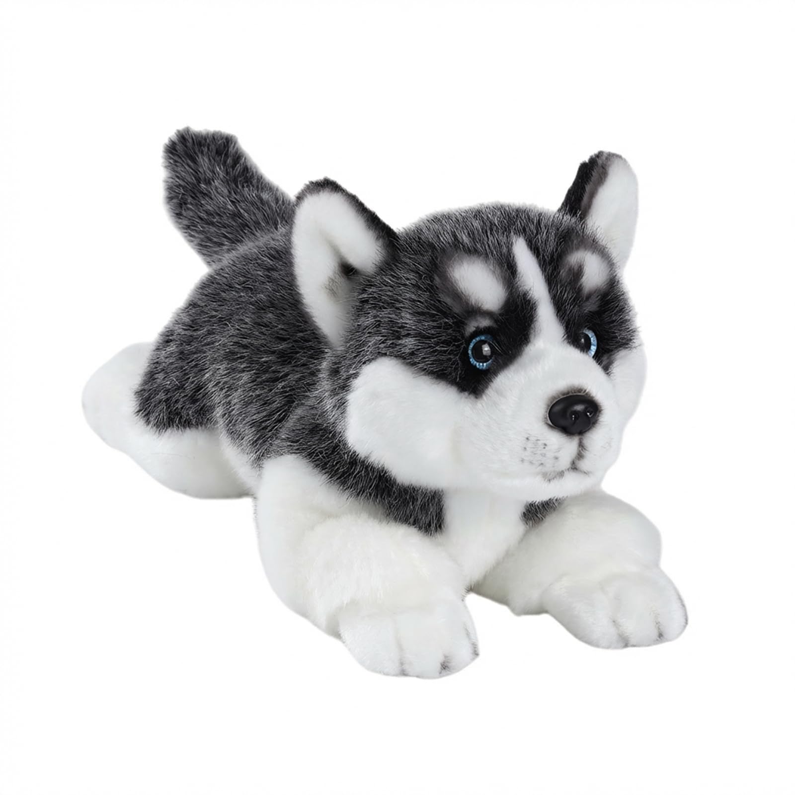 CU-MATE 16'' Siberian Husky Stuffed Dog Animal Simulation-Realistic & Lifelike Soft Handmade Lying Dog Plush Toy Puppy -Present Gift for Boys and Girls