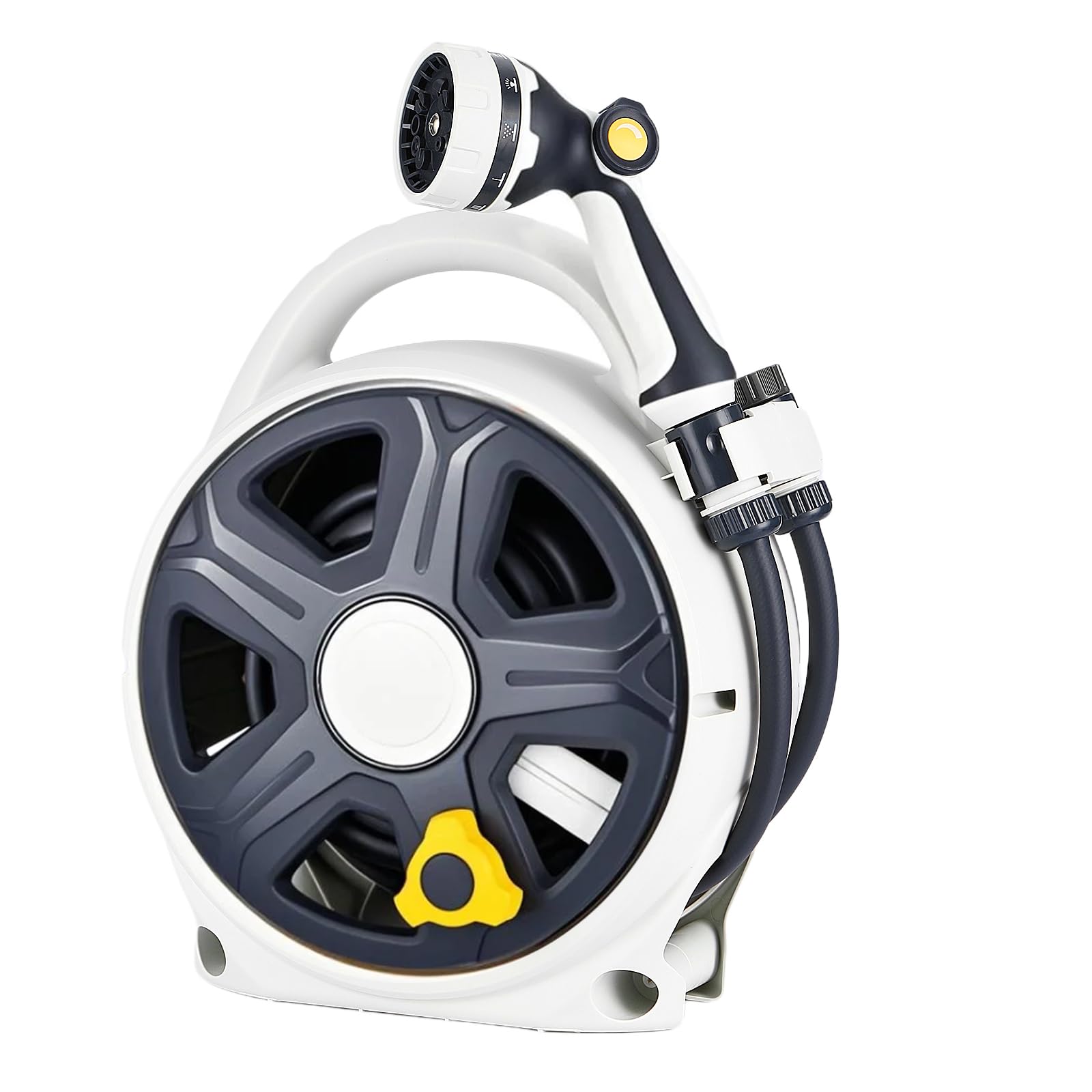 Photo 1 of Retractable Garden Hose Reel, 1/2” x 50 ft Portable Hose Reel with 10 Patterns Spray Nozzle, Heavy Duty Hose, Leakproof, Durable & Compact Design for Garden Watering, Car Washing, Pet
