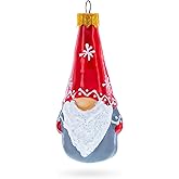 Scandinavian Gnome Elf Glass Christmas Ornament