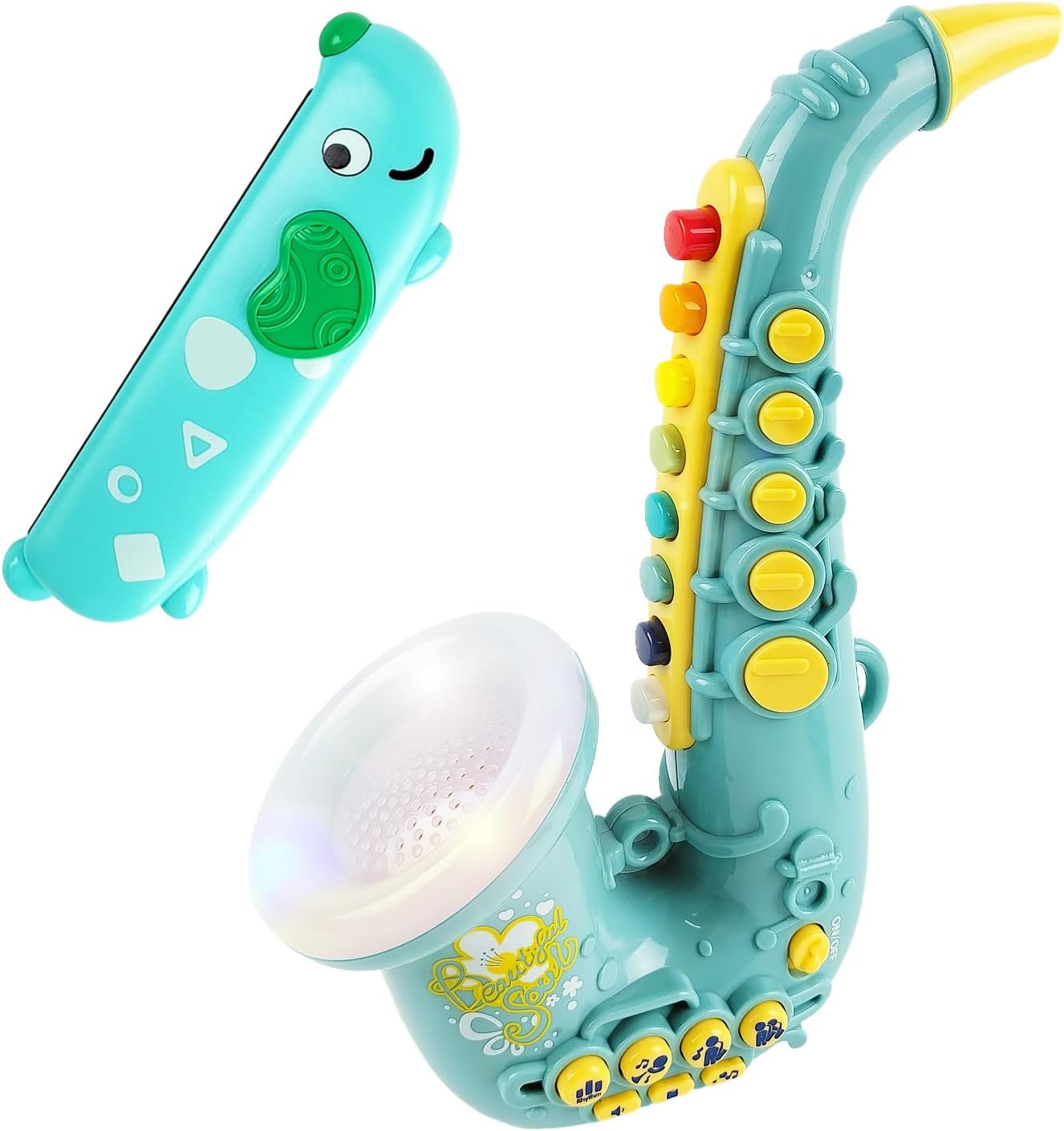 IIROMECI Toy Saxophone with Light and Sound, Harmonica Toy for Kids, Early Educational Toy, Musical Instrument Toys for Toddlers and Girls Ages 3+ (Green)