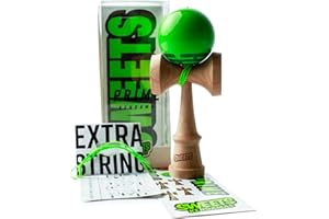 Sweets Kendamas Radar Boost Kendama - Sticky Paint, Improves Hand Eye Coordination, Reflexes, Perfect for Beginners, Extra String Accessory Gift Bundle (Green)