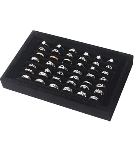 5-pack 100 Slots Velvet Ring Insert Display Tray (13 X 9 In, Black