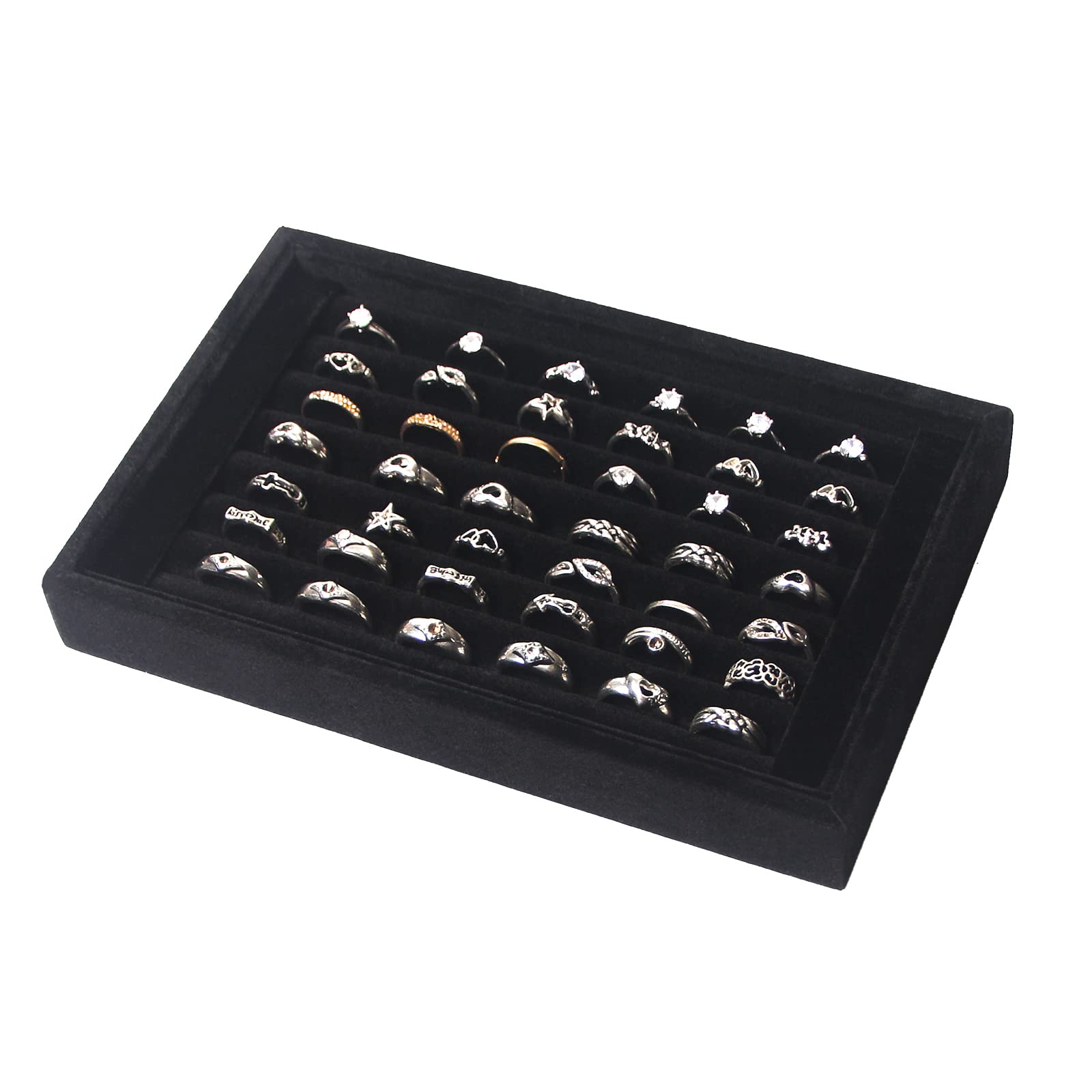 Photo 1 of Pangkeep Ring Holder Display Tray Jewelry Organizer Stands for Selling Rings Earrings Show (Black)