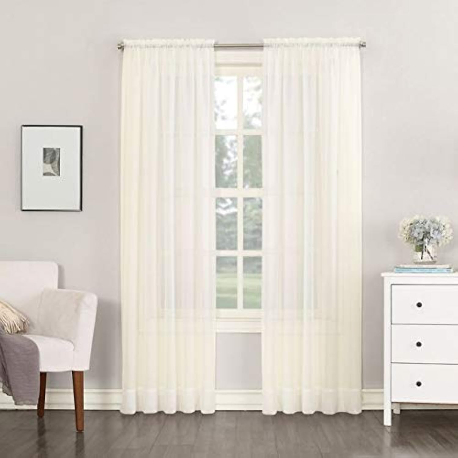 Megachest a pair of slot top voile curtains (Cream, 56" wideX90 drop 2 Panels)