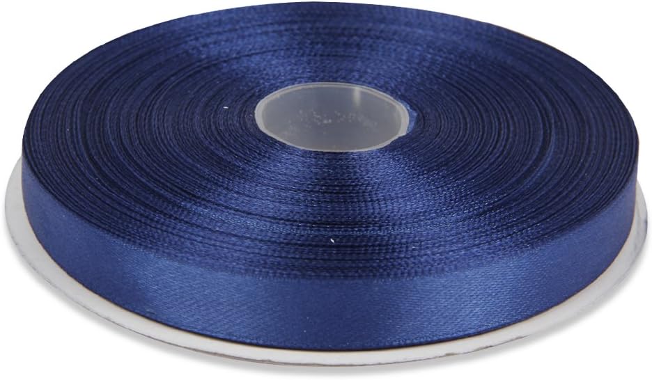 Topenca Supplies 1/2 Inches x 50 Yards Double Face Solid Satin Ribbon Roll, Dark Blue