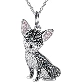 OSCCI Crystal Black Chihuahua Dog Pendant Necklace for Women Cute Animal Dog Necklace Pets Lover Jewelry