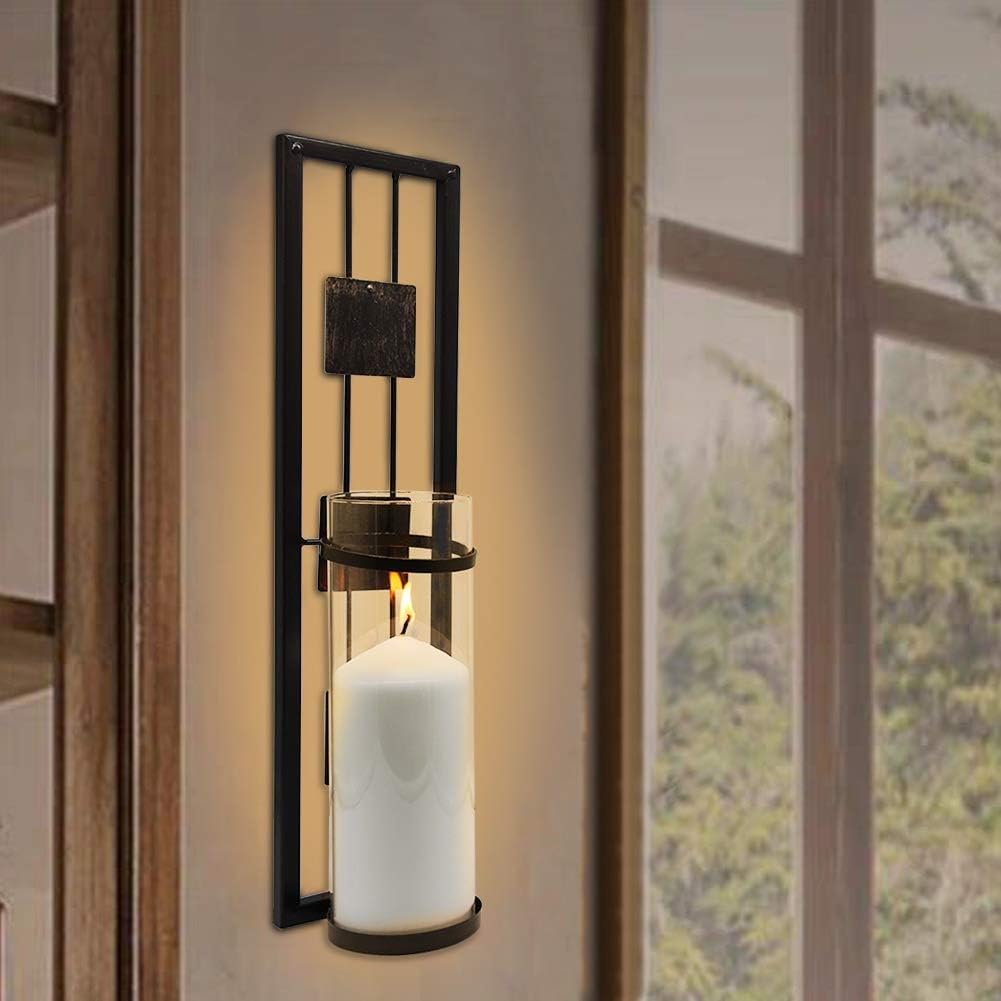 Shelving Solution Wall Sconce Candle Holder Metal Wall Decorations for Living Room, Bathroom, Dining Room, Set of 2: Home & Kitchen