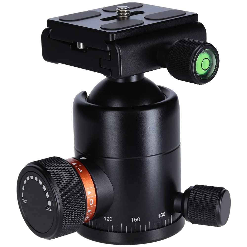 Rollei Tripod ball head for C6i tripod, professional 360 degree tripod head with friction, 12 kg load capacity and 3 spirit levels. Includes Acra Swiss quick release plate