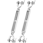 CORDUN 5/16" Jaw and Jaw Turnbuckles Heavy Duty Stainless Steel Turnbuckle Tensioner for Cables Wire, Shade Sail, Zipline, Outdoor Applications, Cable Traction 1200 Lbs Working Load Limit(2 Pack)
