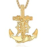 ADMETUS 925 Sterling Silver Patron Saint Necklace | Amulet Necklace Cross Jewelry for Men with 2.5mm 22"+2" Rolo Chain