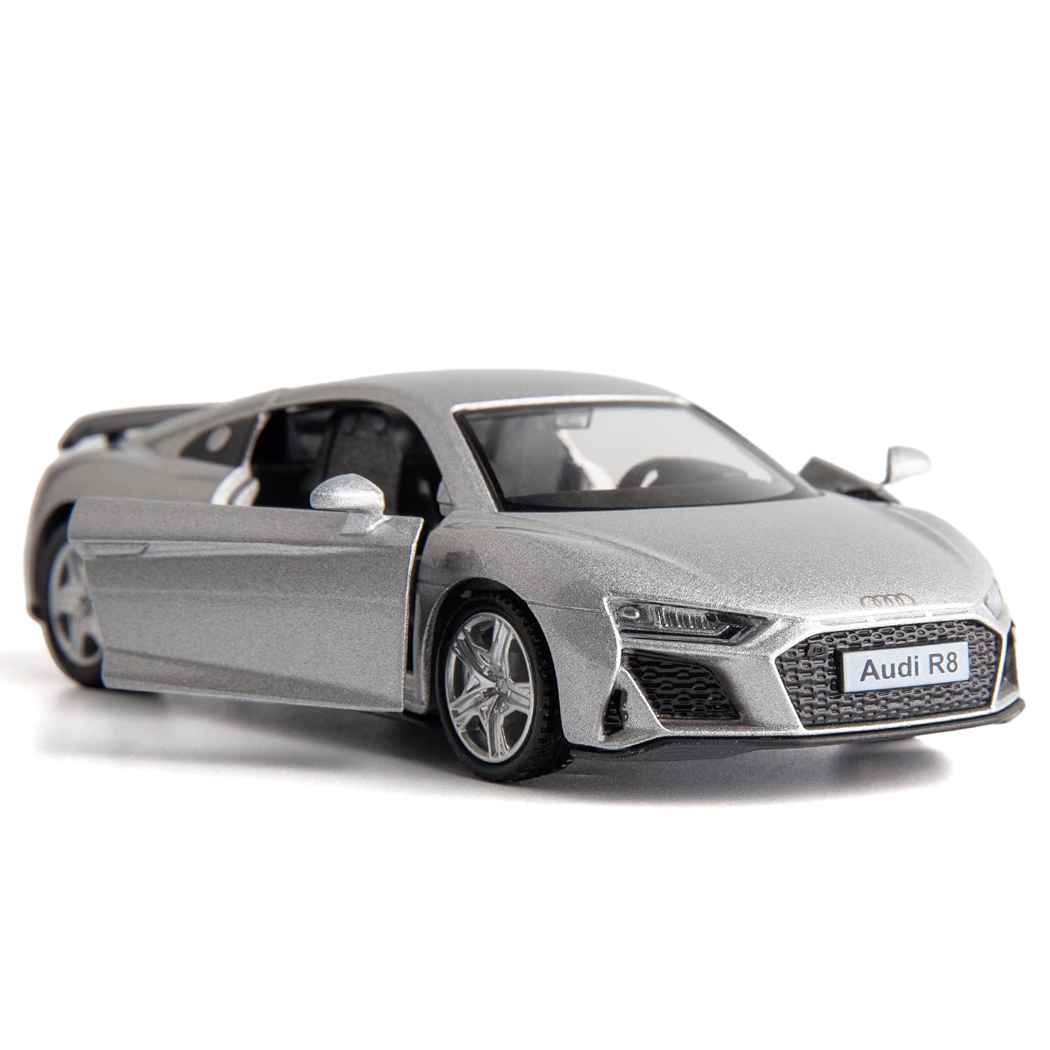 RMZ City Compatible for 1:36 Diecasting Alloy Car Model Audi R8 Toy Car, Pull Back Vehicles Toy Car for Toddlers Kids Boys Girls Gift Silver
