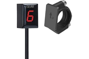 ATFWEL Motorcycle Gear Indicator for Kawasaki with Holder Bracket,Waterproof LED Display Digital Display Speedometer Shift Lever Sensors Plug & Play (Red)