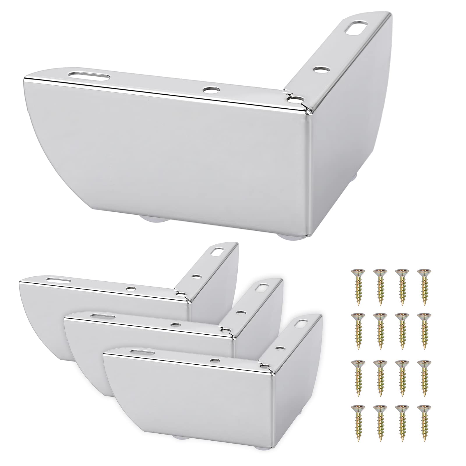 SUMNACON 4Pcs 5.5cm Metal Sofa Legs Furniture Feet Wardrobe Leg, Modern Solid Sofa Feet Cabinet Feet Table Legs for DIY Replacement (Silver)