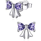 ChicSilver Sterling Silver Bow Earrings for Women Hypoallergenic Cute Earrings Sterling Silver Birthstone Earring with Gift Box