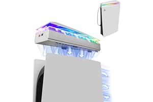 Raryars Console Cooling Fan with Dust Cover Colorful LED Light for PS5 Console Disc Edition & Digital Edition Silent Absorb Fan Cooler with 2 USB Port PlayStation 5 Cooling System