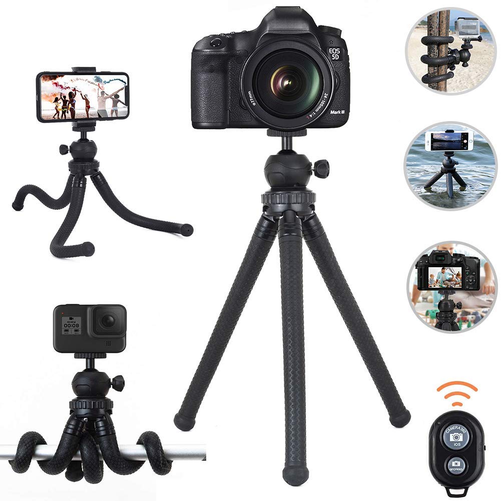 Flexible Mini Tripod, BKEJOY Adjustable mini Tripod with Bluetooth Control, Small Mini Tripod Phone Camera Travel Tripod Portable Mobile Phone Tripod Stand Holder for Smartphone/Camera