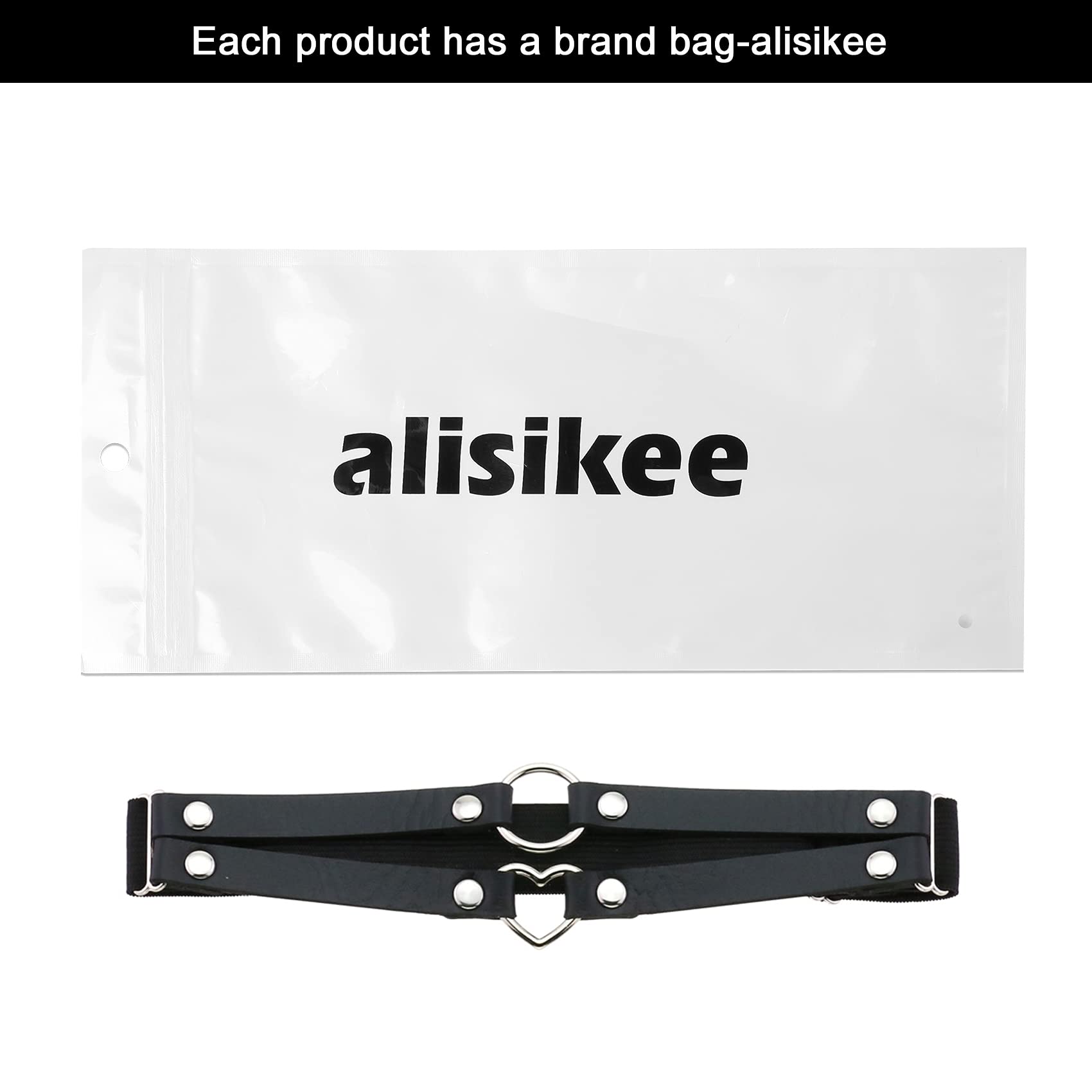 alisikee 2PCs Adjustable Leg Garter with O-Ring and Heart Design, Elastic Thigh Garters Belt for Women