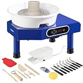 VEVOR Pottery Wheel, 10 in Ceramic Wheel Forming Machine, 60-300 RPM Adjustable Speed with Foot Pedal, ABS Detachable Basin, Manual LCD Panel, Sculpting Tool and Apron, for Home Pottery Craft DIY