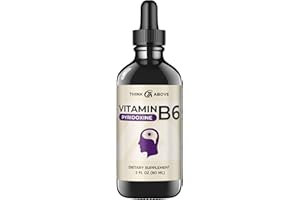 THINK ABOVE Vitamin B6 Liquid Drops - Pyridoxine hcl - Fast Absorbing - Support Brain Function, Immune System, Nervous System and Mood - 17 mg 1000% DV - Filler Free - 30 Day Supply - (2 oz) For Adults