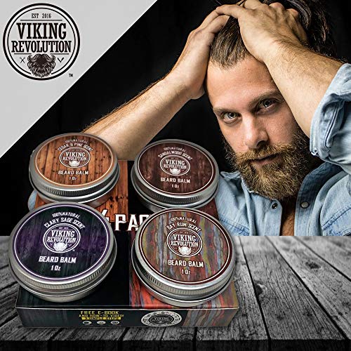 Viking Revolution 4 Beard Balm Variety Pack (1oz Each) Sandalwood