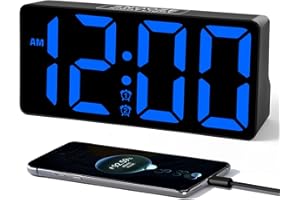PPLEE Alarm Clock for Bedroom with Night Light & Bold Digits-7 in Digital Clock with Dual Alarms & USB Charger Ports,Battery Backup,Adjustable Brightness&Volume,DST, Loud Desk Clock for Heavy Sleeper