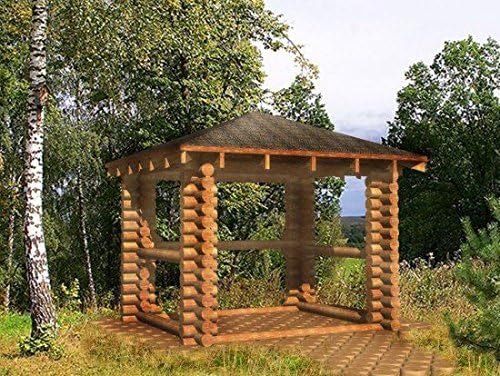 2 x 2.5 M JUNIT Rundbohlen-Pavilion RBHP Solid