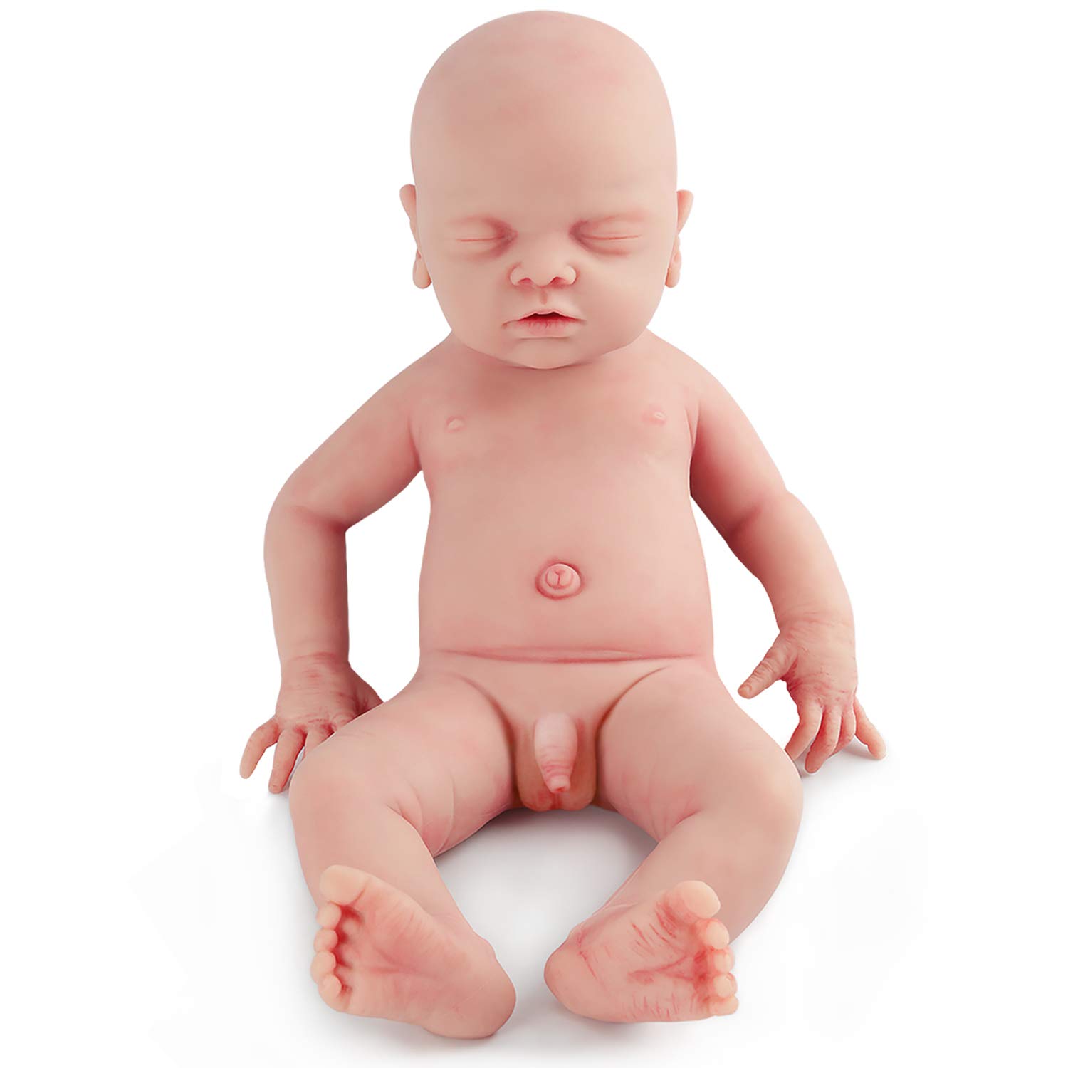 Muñecos bebé Vollence Realista bebé Durmiente de 46 cm Que Parece Real Más como los niños Reales Muñeco bebé con Cuerpo Completo Lleno de Silicona Chica Hecho a Mano Ojos Cerrados Muñeca