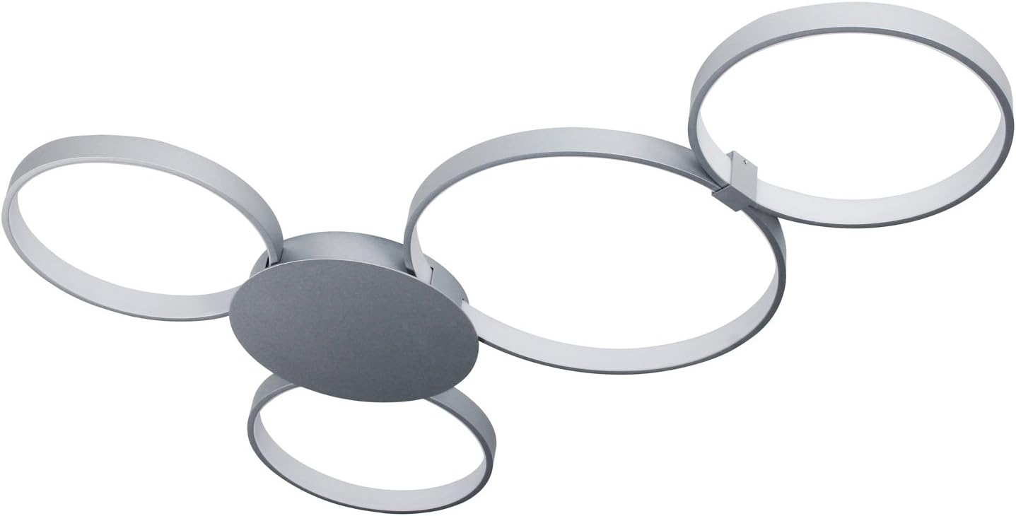 VONN VMCF41500AL Capella 43", Modern Multi-Ring Ceiling Light Fixture in Silver Integrated LED, 42.75" L x 29.25" W x 1.75" H,