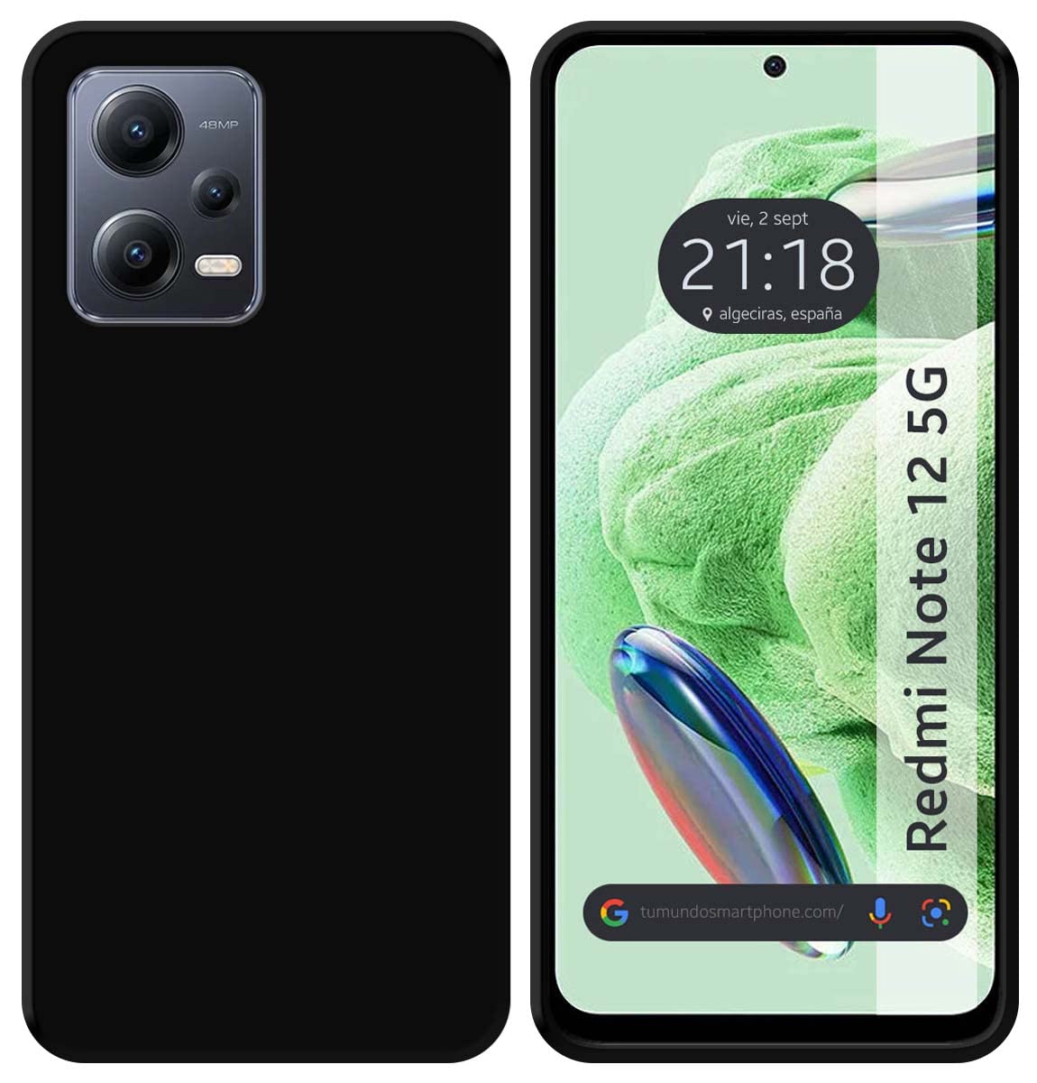 Tumundosmartphone Silicone Gel Case TPU Black for Xiaomi Redmi Note 12 5G