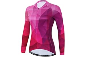 Hotlion Womens Cycling Jersey Long Sleeve Bike Shirts Team Bicycle Clothing with Pockets HT1