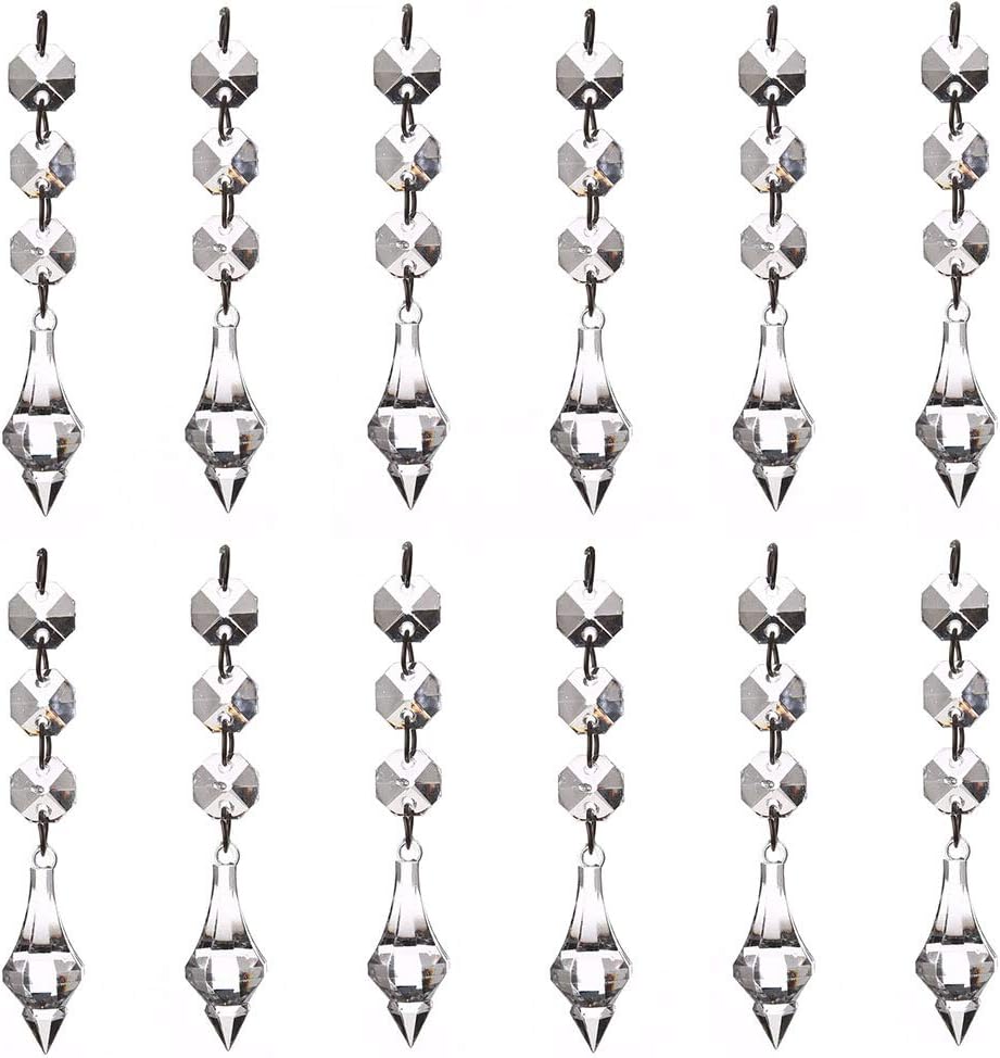 30 Pcs Acrylic Hanging Crystal Beaded Strand Pendant for Chandelier, Ceiling Light, Lamp, Diamond Beads Garland Chain for Room, Christmas Tree, Party, Wedding Decoration (MS002)