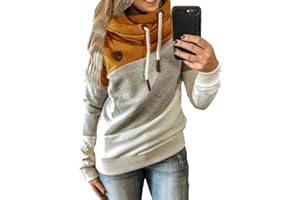ZWRXW Sweatshirts for Women Trendy Patchwork Cowl Neck Hoodies Loose Fit Pullover Tops Leopard Camo Thermal Fall Blouses