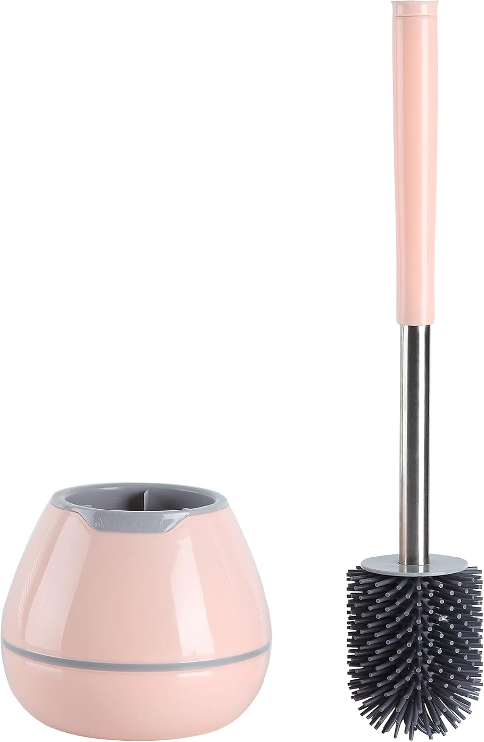 BOOMJOY Toilet Brush and Holder Set, Silicone Bristles Bathroom Cleaning Bowl Brush Kit with Tweezers - Pink: Kitchen & Dining