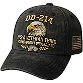 DD-214 Army Veteran Hat, Embroidered Patriotic Baseball Cap, Patriotic Veteran Day Gifts for Retired Soldiers