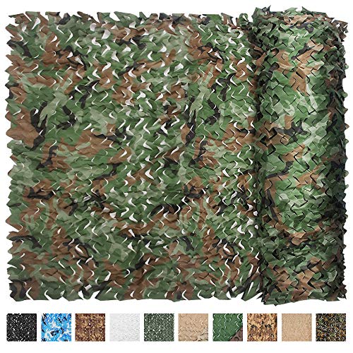 IUNIO Camouflage Netting Camo Net Blinds for Sunshade Camping Shooting Hunting Decoration (Army Green, 32.8ftx5ft 10mx1.5m)